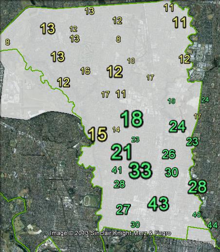 Greens primary votes in Wills at the 2010 federal election.