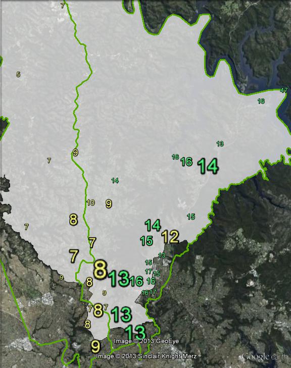 Greens primary votes in Berowra at the 2010 federal election.