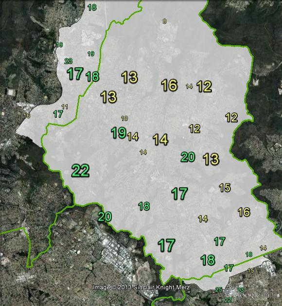 Greens primary votes in Bradfield at the 2010 federal election.