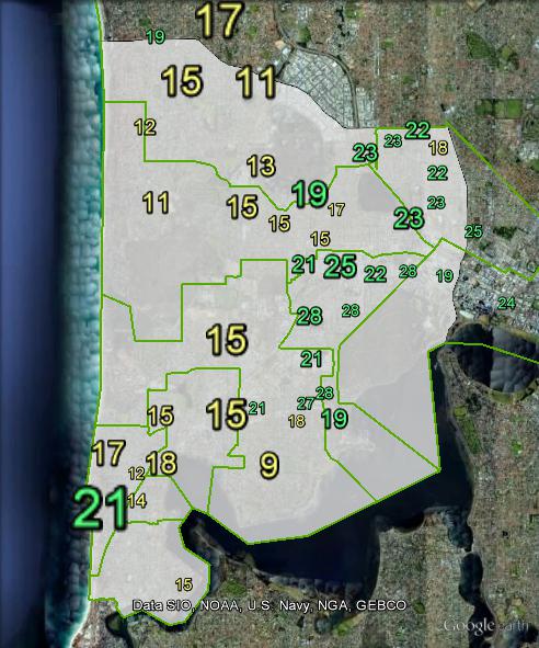 Greens primary votes in Curtin at the 2010 federal election.