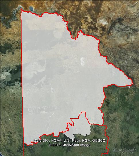 Map of Mallee's 2010 and 2013 boundaries. 2010 boundaries marked as red lines, 2013 boundaries marked as white area. Click to enlarge.