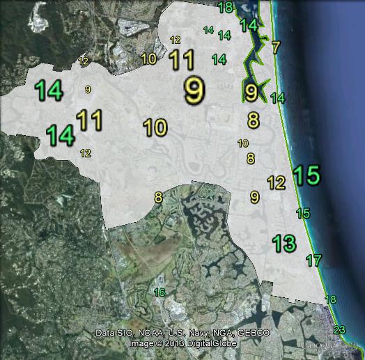 Greens primary votes in Moncrieff at the 2010 federal election.