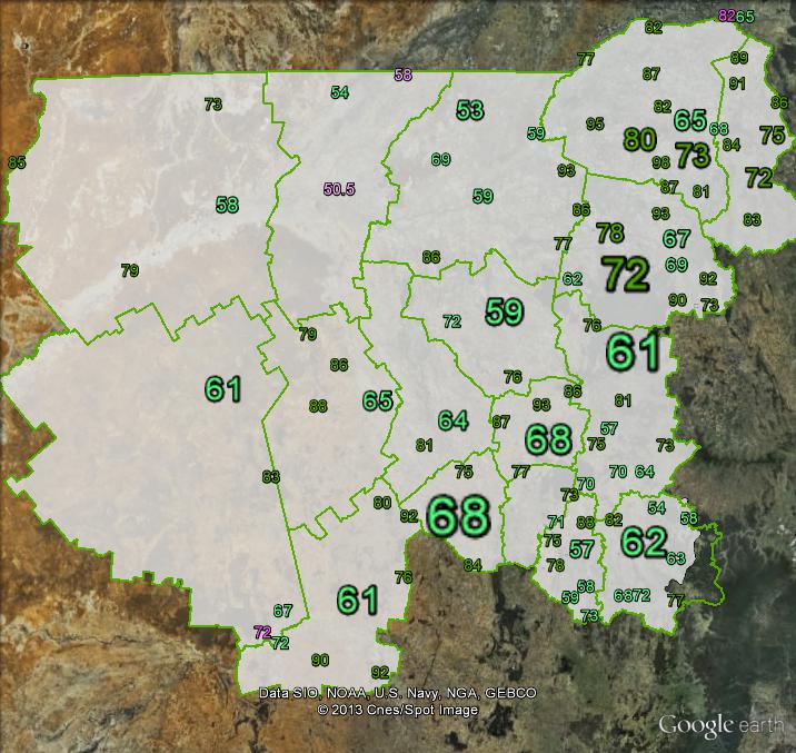 Two-party-preferred votes in Parkes at the 2010 federal election. Click to enlarge.