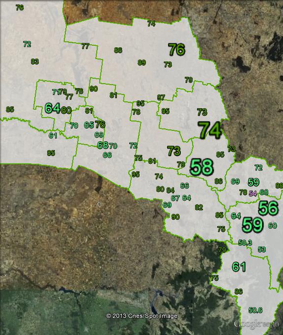 Two-party-preferred votes in Riverina at the 2010 federal election.