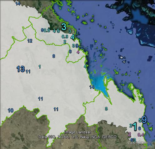 Two-party-preferred swings in Capricornia at the 2013 federal election.