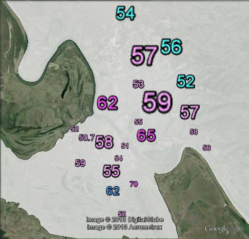 Two-party-preferred votes in the Rockhampton urban area at the 2013 federal election.