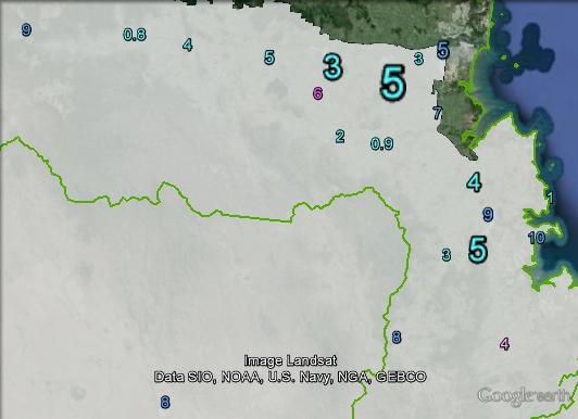 Two-party-preferred swings in the northern part of Capricornia at the 2013 federal election.