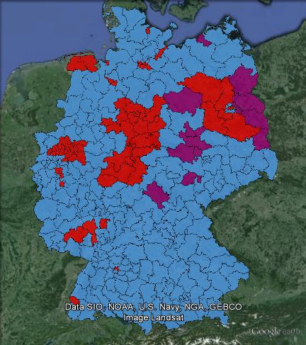First vote winners at the  2009 German federal election.