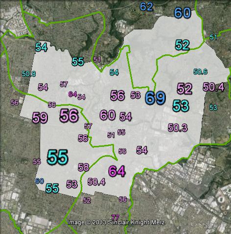 Two-party-preferred votes in Parramatta at the 2013 federal election.