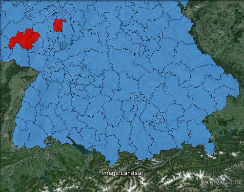 First vote winners at the  2013 German federal election in the south of Germany.