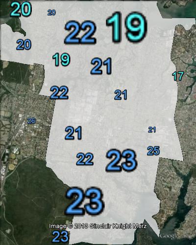 Two-party-preferred swings in Miranda at the 2011 NSW state election.