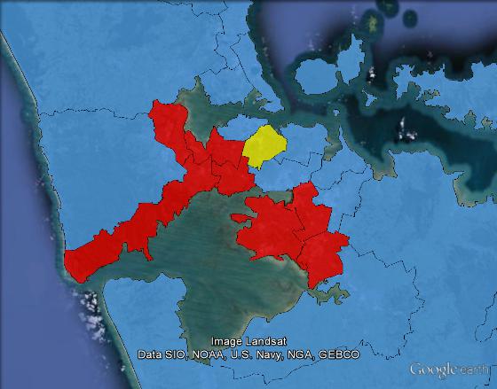 Electoral boundaries in Auckland for 2008 and 2011 elections.