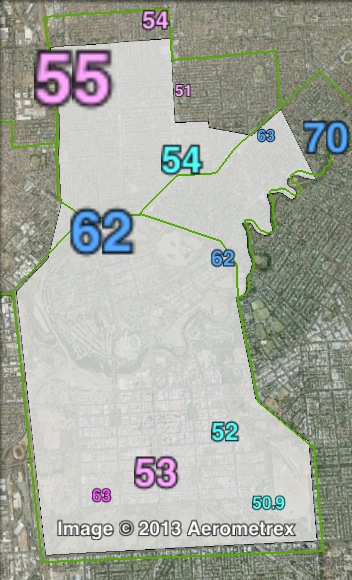 Two-party-preferred votes in Adelaide at the 2010 state election.