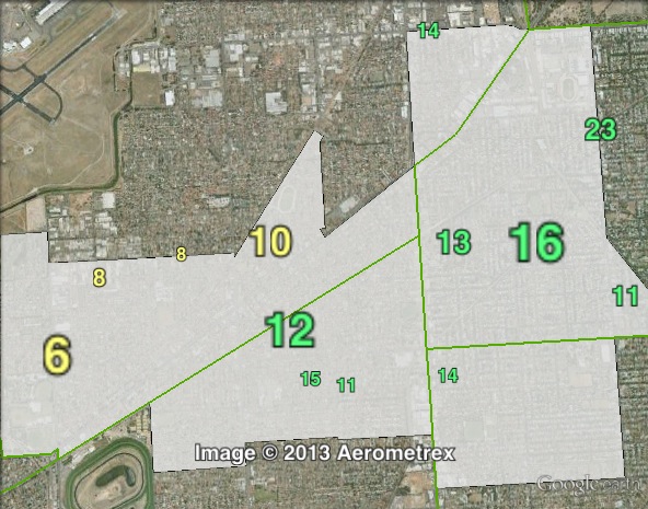 Greens primary votes in Ashford at the 2010 state election.