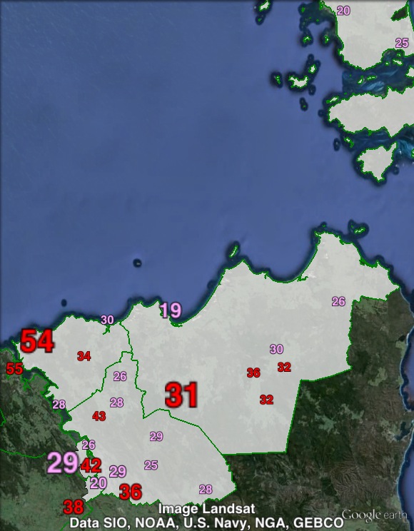 Labor primary votes in Bass at the 2010 state election.