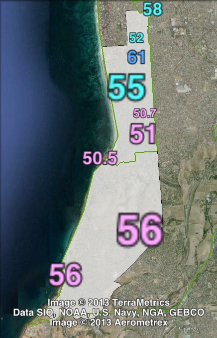 Map of Bright's 2010 and 2014 boundaries. 2010 boundaries marked as red lines, 2014 boundaries marked as white area. Click to enlarge.