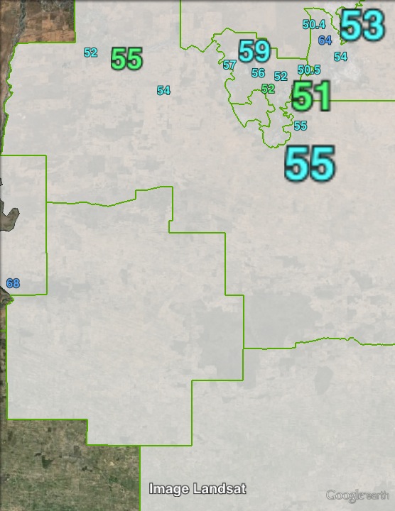 Two-candidate-preferred (Lib vs Nat) votes in Chaffey at the 2010 state election.