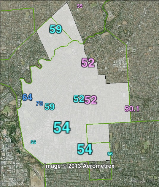 Two-party-preferred votes in Dunstan at the 2010 state election.