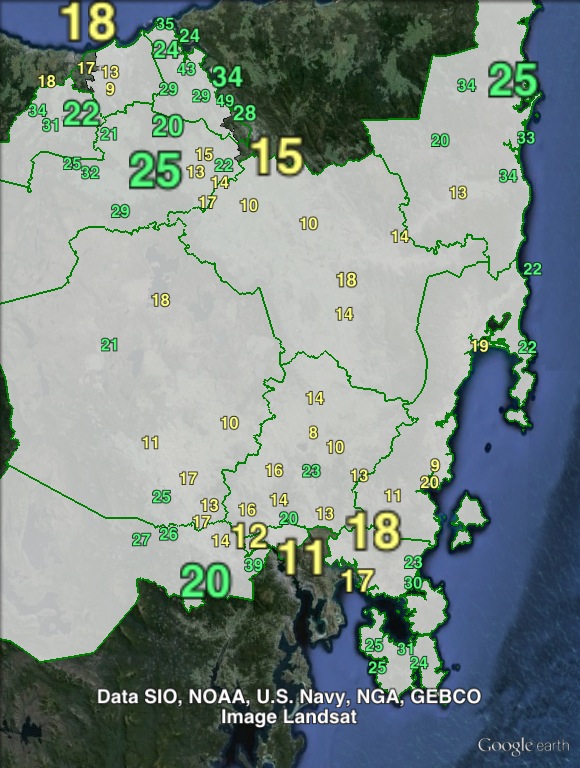 Greens primary votes in Lyons at the 2010 state election.