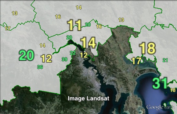 Greens primary votes in southern parts of Lyons at the 2010 state election.