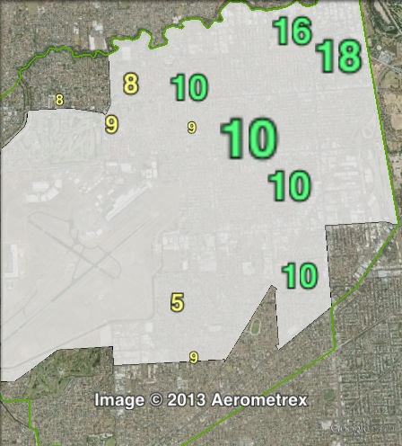 Greens primary votes in West Torrens at the 2010 state election.