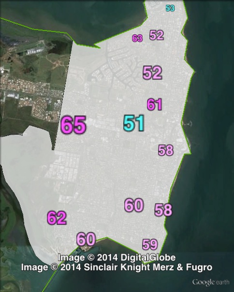 Two-party-preferred votes at the 2014 Redcliffe by-election.