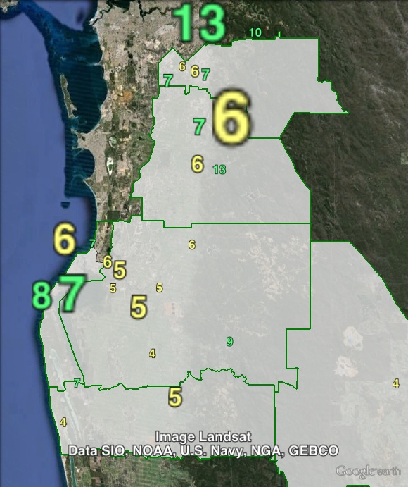 Greens Senate votes in Canning at the 2013 federal election.