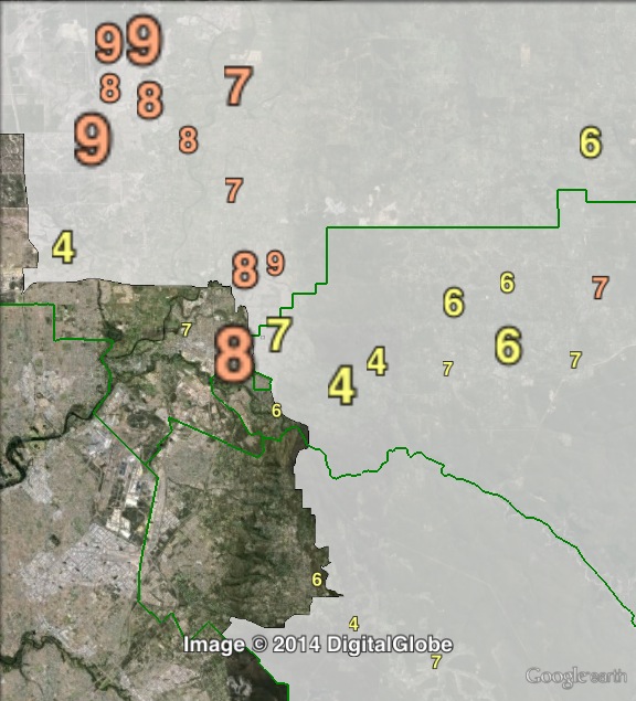 PUP Senate votes in central Pearce at the 2013 federal election.