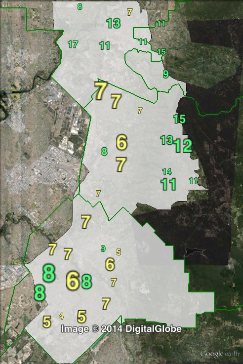 Greens Senate votes in Hasluck at the 2013 federal election.