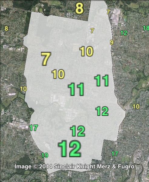 Greens primary votes in Stafford at the 2012 state election.