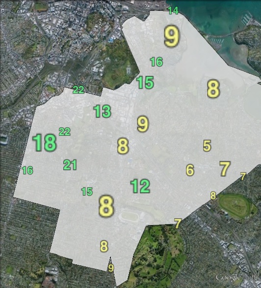 Green party votes in Epsom at the 2011 general election.