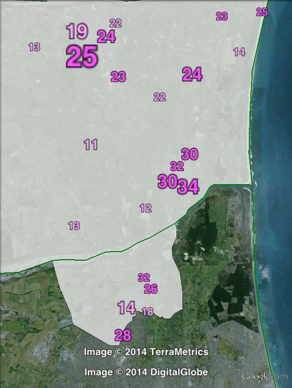 Labour party votes in central Waimakariri at the 2011 general election.