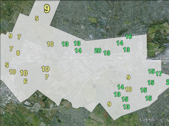 Green party votes in Wigram at the 2011 general election.