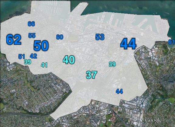 National party votes in Auckland Central at the 2011 general election.