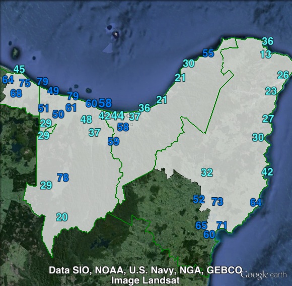 National party votes in East Coast at the 2011 general election.