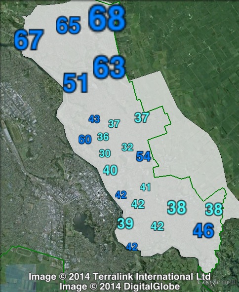 National party votes in Hamilton East at the 2011 general election.