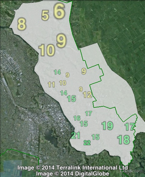 Green party votes in Hamilton East at the 2011 general election.