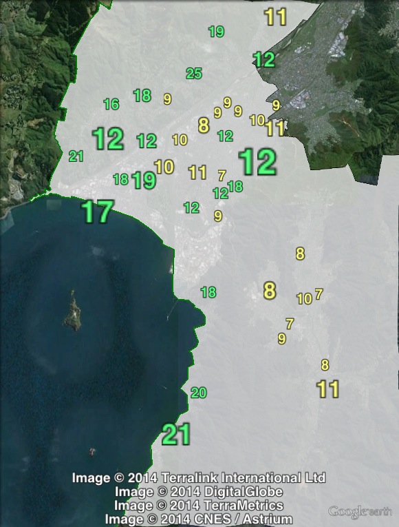 Green party votes in Hutt South at the 2011 general election.