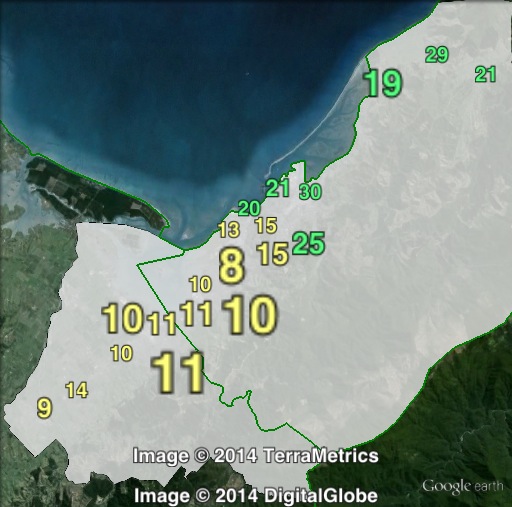 Green party votes in Nelson at the 2011 general election.