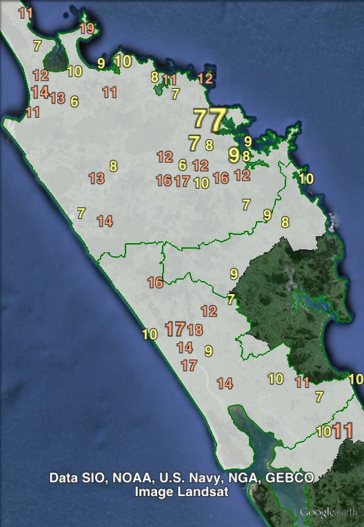 New Zealand First party votes in Northland at the 2011 general election.