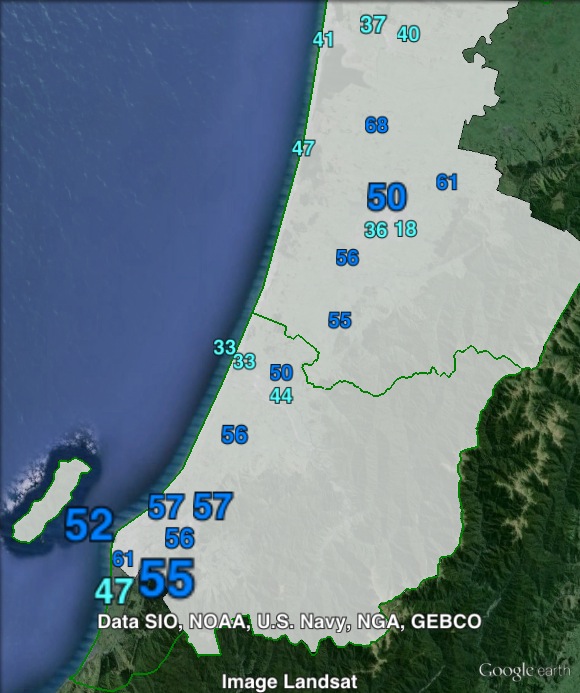 National party votes in Ōtaki at the 2011 general election.