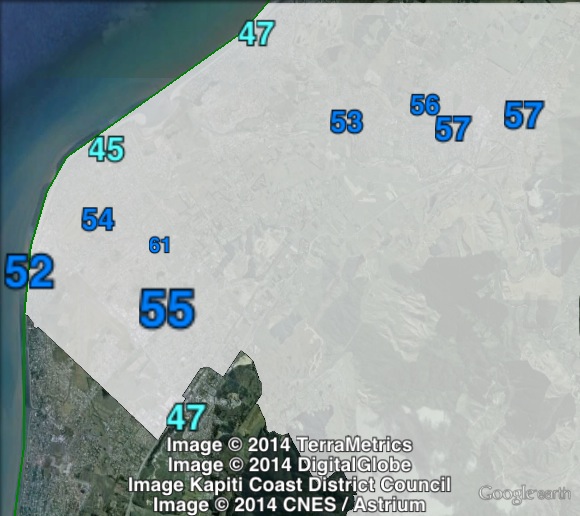 National party votes in southern Ōtaki at the 2011 general election.