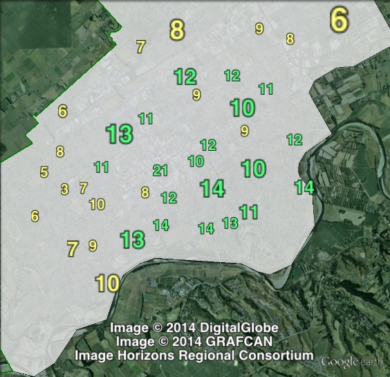 Green party votes in Palmerston North at the 2011 general election.