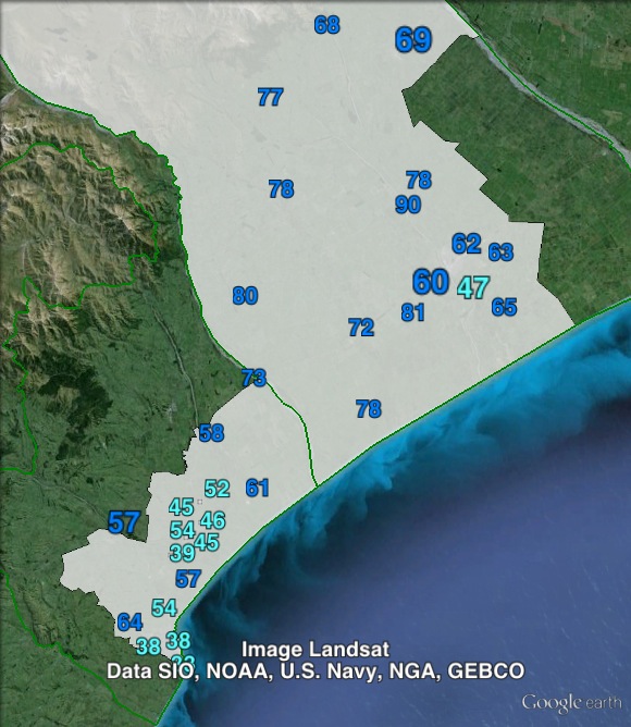 National party votes in Rangitata at the 2011 general election.