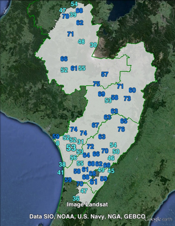 National party votes in Rangitīkei at the 2011 general election.