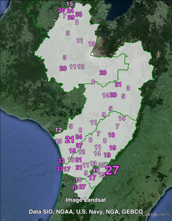 Labour party votes in Rangitīkei at the 2011 general election.