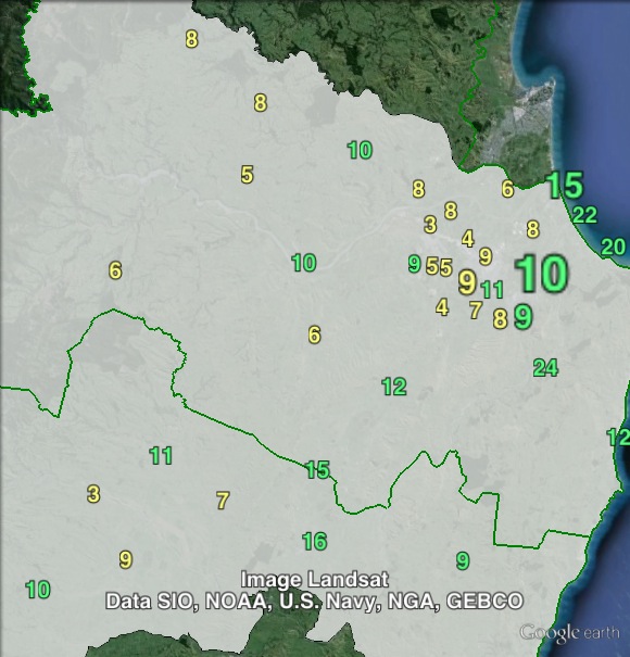 Green party votes in Tukituki at the 2011 general election.