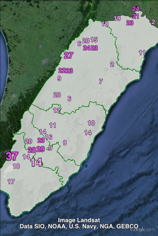 Labour party votes in Wairarapa at the 2011 general election.