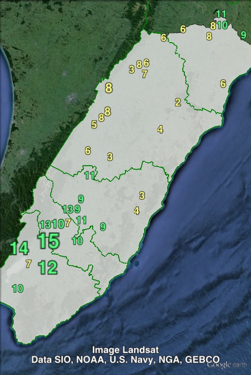 Green party votes in Wairarapa at the 2011 general election.