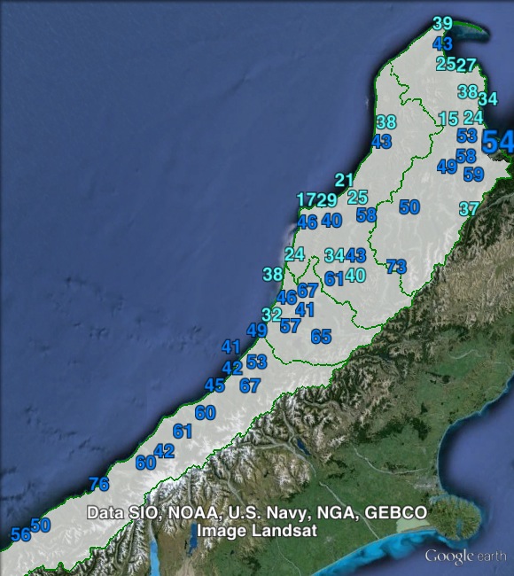 National candidate votes in West Coast-Tasman at the 2011 general election.